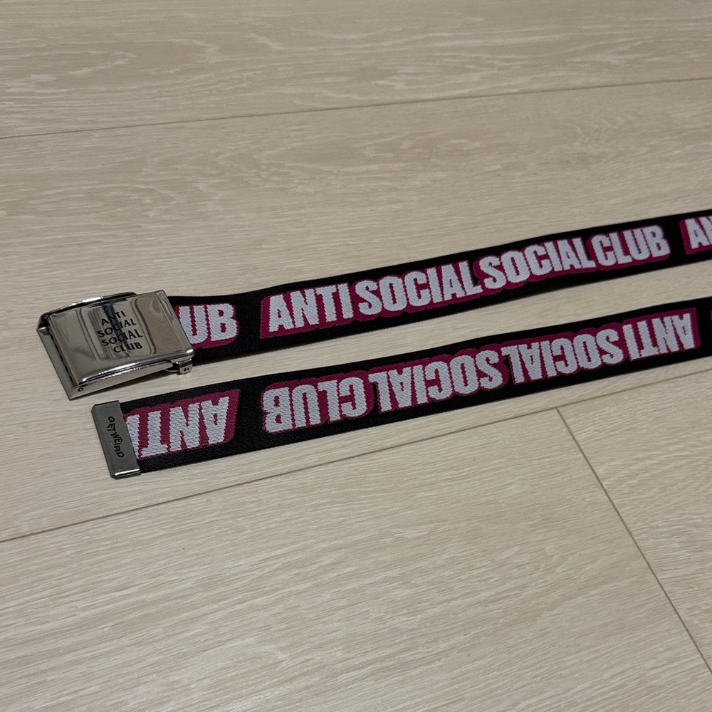 Anti Social Social Club Black Belt with Pink and White Logo - Picture 2 of 10